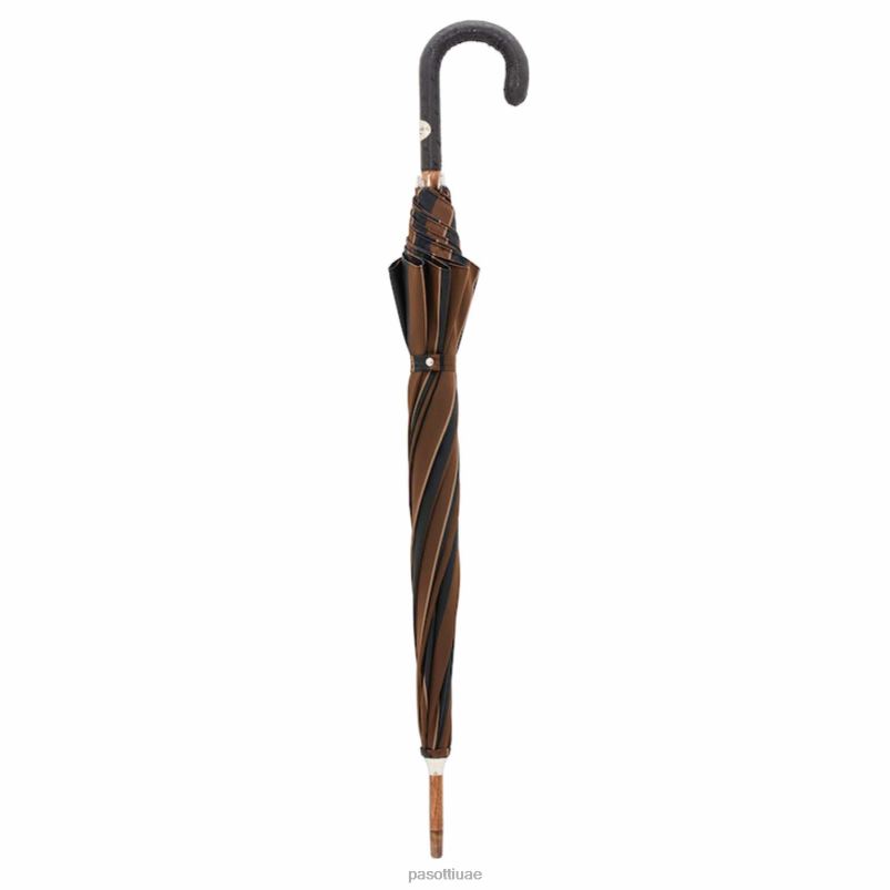 مظلة | 142 كونراد-8 إس - مظلة كبيرة مخططة بمقبض من جلد النعام PASOTTI Z446V143